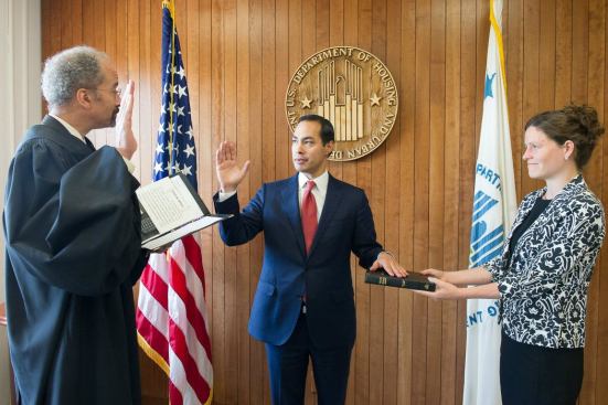 Julian Castro was sworn in as the 16th secretary of HUD by Chief Judge Richard W. Roberts of the U.S. District Court for the District of Columbia on July 28.