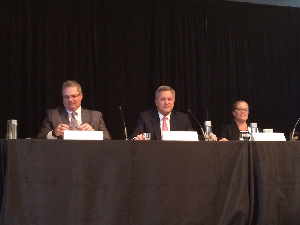 From left, Housing Advisory Group's David Gasson, CohnReznick's Bob Moss, and Enterprise Community Partners' Ali Solis update AHF Live attendees last week in Chicago about the latest from Capitol Hill.