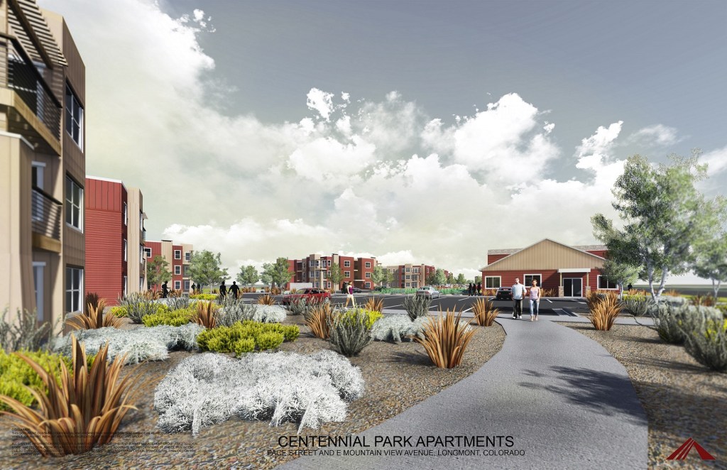 Centennial Park by Summit Housing Group will provide 140 affordable housing units in Longmont, Colo. (Conceptual rendering courtesy of Summit Housing Group)