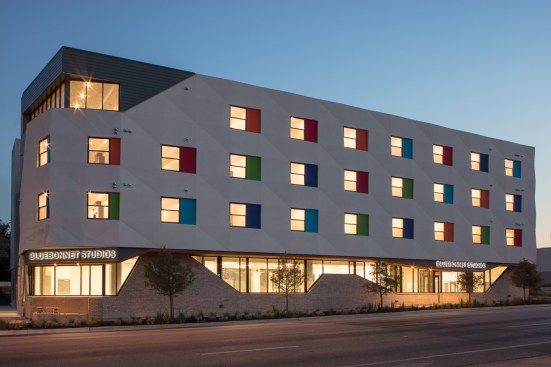 The 107-unit Bluebonnet Studios in Austin, Texas, has been designed by nonprofit Foundation Communities to serve very low-income single adults.
