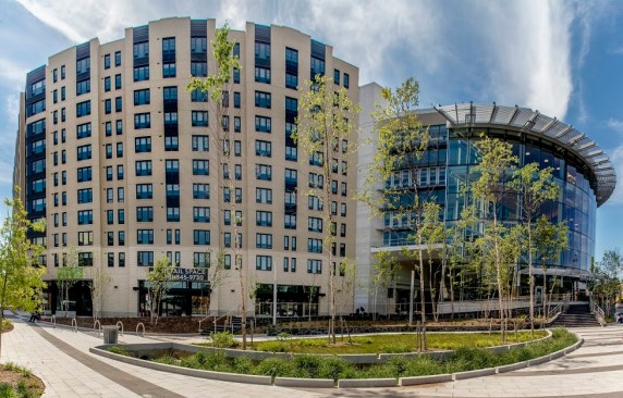 The Bonifant at Silver Spring is adjacent to the new Silver Spring, Md., library.