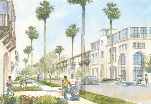 A $2 million investment from the new Equity with a Twist fund allows BRIDGE Housing to support its work to redevelop the Jordan Downs development  in Los Angeles (rendering above) and the Potrero Terrace and Annex in San Francisco,