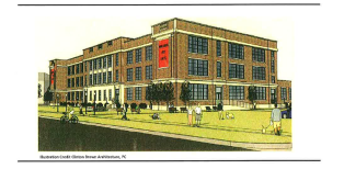 CB-Emmanuel Realty is converting an abandoned school into mixed-income housing in Niagara Falls, N.Y.  (Rendering courtesy of Clinton Brown Architecture.)