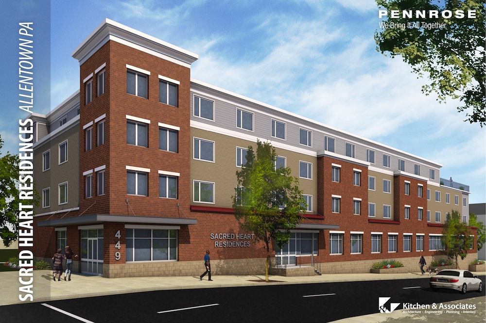 Pennrose Properties has started construction on the 61-unit Sacred Heart Residences in Allentown, Pa. The development, which will serve seniors 62 and older, is being built to meet Passive House certification.