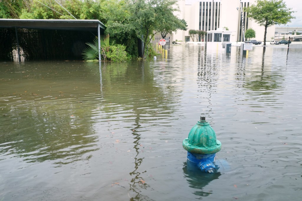 Floodwaters overtake a street in Houston in the aftermath of Hurricane Harvey.
