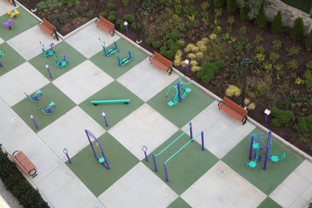 Prospect Plaza in Brooklyn, N.Y., includes on-site and easily accessible outdoor exercise areas for residents of all ages.