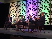 From left, Bob Moss of CohnReznick, Jeff Whiting of CREA, Emily Cadik of Enterprise Community Partners, and David Gasson of Housing Advisory Group and Boston Capital break down the latest federal news at the AHF Live Forum in New Orleans in April.