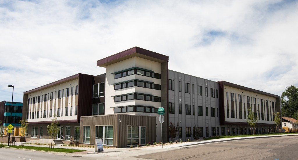 Developed by the Mental Health Center of Denver, Sanderson Apartments includes affordable homes and wraparound services for 60 individuals experiencing homelessness.
