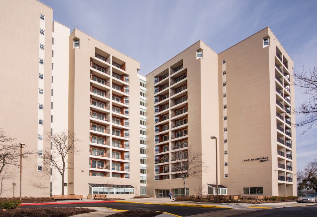 Originally built in 1985, The Allendale in Baltimore recently underwent a substantial rehab. In addition to unit and community space updates, the exterior was freshened through a new color scheme and a coating was applied to the building to prevent water infiltration.