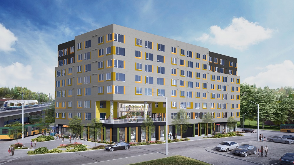 Designed by Runberg Architecture Group, the eight-story Mount Baker Family Housing & Resource Center will bring 95 affordable apartments to Seattle.