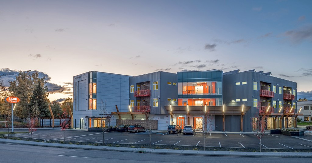 Cook Inlet Housing Authority has revitalized the site of a former strip club in the Spenard neighborhood of Anchorage, Alaska. 3600 Spenard provides 33 units of mixed-income housing  and retail space near midtown jobs, shopping, and restaurants.