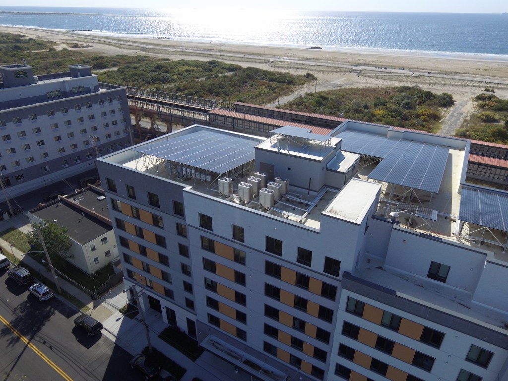Beach Green Dunes brings energy-efficient and resilient affordable housing to the Edgemere neighborhood of Far Rockaway, Queens. Completed in the fall, the development is one of the largest multifamily buildings certified by the Passive House Institute US.