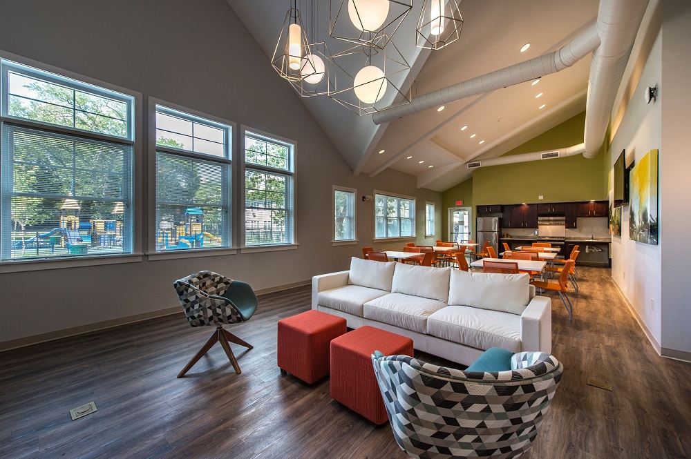 The $13.3 renovation of Ivy Square Apartments includes the construction of a community building that includes a fitness room, a community room, and management offices.