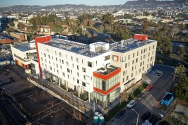 The David T.C. Ho Family Building is the first phase of PATH Metro Villas, a community that will integrate housing, employment services, health care, and supportive services to help people end their homelessness in Los Angeles.