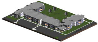 The apartments at Academy Place will be spread across a two-story, garden-style building. The architect is Encompass Design.