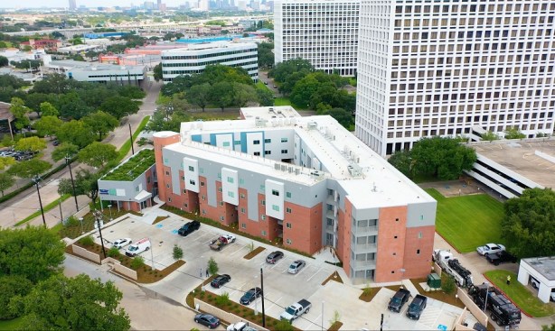 Designed by GSMA, New Hope Housing Dale Carnegie brings 170 affordable apartments to Houston. The $30 million development is the nonprofit’s eighth affordable single-room occupancy community.