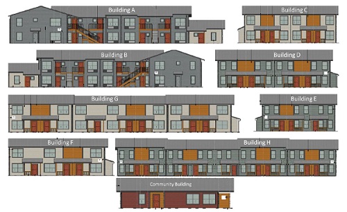 Construction on Sunrise Vista Apartments began in April and is scheduled for completion in June 2021. Carleton Hart Architecture is the project architect