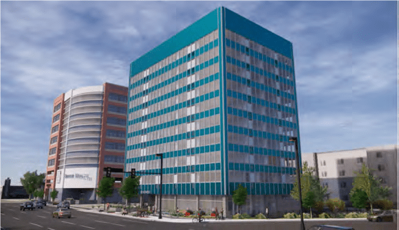 An administrative building on the recently upgraded campus of the Denver Health and Hospital Authority will be converted into 110 studio and one-bedroom apartments. The homes are expected to be completed by April 2022.