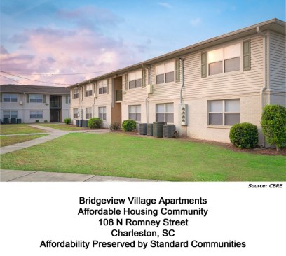Standard Communities has acquired the 300-unit Bridgeview Village Apartments in Charleston, South Carolina.