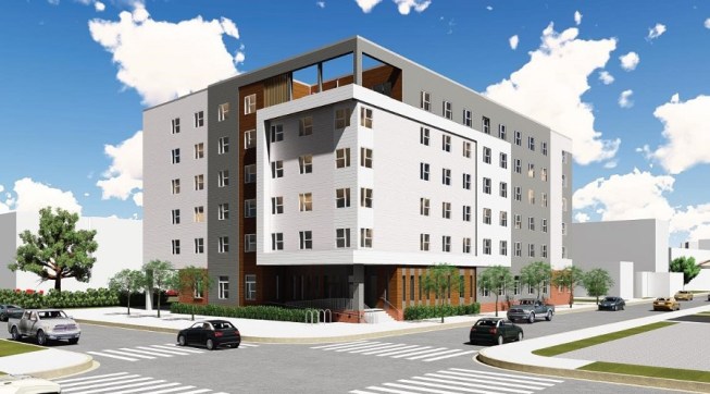 The six-story H.R. Crawford Gardens will be designed and constructed to meet Enterprise Green Communities 2020 standards, passive house, Energy Star, and other energy building standards. Property amenities will include a green roof, a leasing office, a ground-floor community room, a fitness center, an outdoor terrace, and a permanent supportive housing management office.