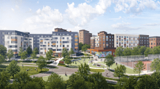 Officials recently celebrated the groundbreaking for two new buildings that are part of a five-phase project to replace seven residential buildings in Boston.