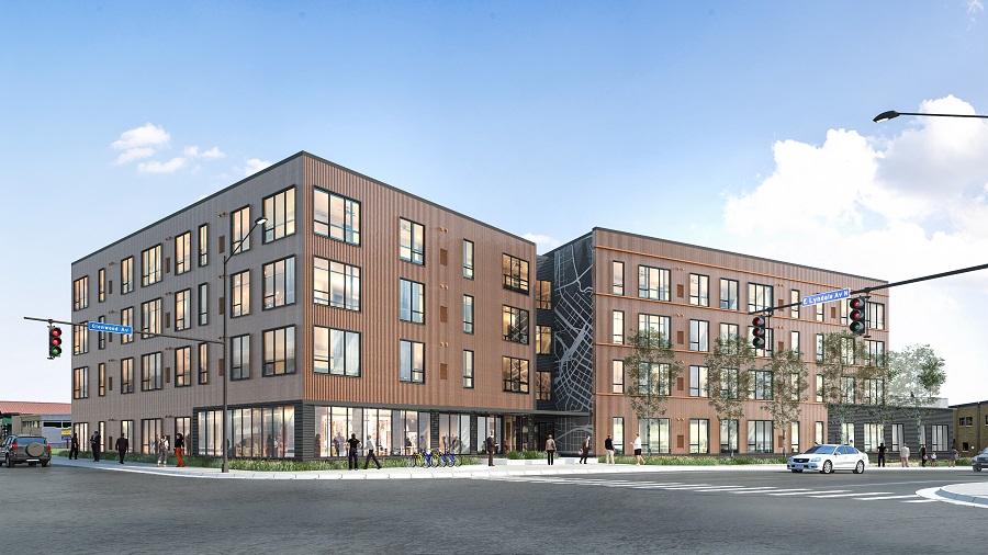 Shelby Commons will bring 46 affordable homes to downtown Minneapolis. The architect is CRW architecture + design group with BKV Group.
