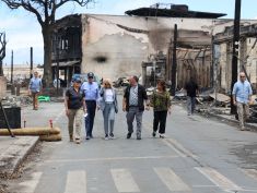 President Joe Biden and first lady Jill Biden inspect the aftermath of the Maui fire with Hawaii governor Josh Green and others in 2023.