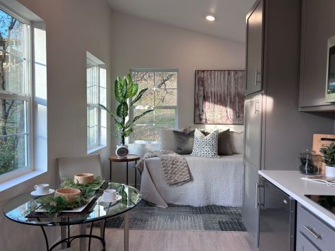 Each cottage unit at Hope Village is about 272 square feet and includes a kitchenette and a large bathroom.