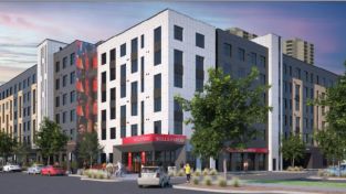 The six-story Opportunity Crossing will feature 110 affordable homes and a Wells Fargo branch.