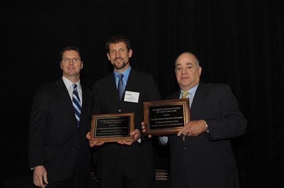 Villard Square Grandfamily Milwaukee, developed by Gorman & Co., Inc., and the Northwest Side Community Development Corp., is the winner of the master-planned/mixed-use category. Pictured are (from left) David Leopold, senior vice president of Bank of America Merrill Lynch; Ted Matkom, Gorman & Co.’s market president for Wisconsin; and Howard Snyder, executive director of the Northwest Side Community Development Corp.