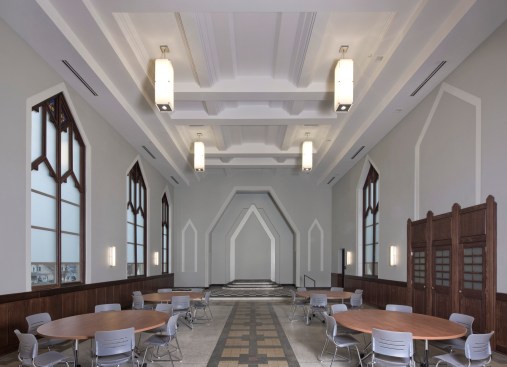 The chapel in the old St. Charles Hospital has been converted into a community room, which has been named after former Aurora, Ill., mayor Tom Weisner for his role in helping turn the site into affordable housing.