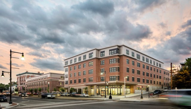 Uphams Crossing is the redevelopment of the former St. Kevin's Parish in Dorchester, Mass. Eighty units of affordable workforce housing serve families earning up to 60% of the area median income.