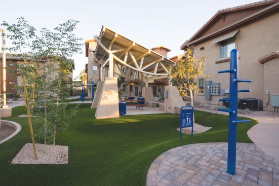 As a mixed-income community that encompasses public housing, project-based Sec. 8 residences, low-income housing tax credit apartments, and market-rate homes, Aeroterra in Phoenix delivers affordable housing on all points to a range of diverse incomes.