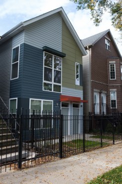 Located in the Logan Square neighborhood, the scattered-site development is a colorful mix of new construction and rehabbed foreclosures spread across 25 sites.