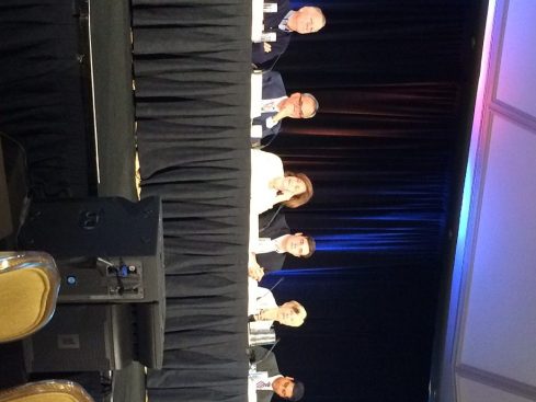 Joe Hagan of the National Equity Fund, Mark McDaniel of Cinnaire, Susan Moro of Bank of America Merrill Lynch, Kevin Nowak of KeyBank, Corine Sheridan of Boston Capital, and Vihar Sheth of U.S. Bancorp Community Development Corp. (from left) discuss the challenges ahead for the housing tax credit market during the Tax Credit Equity Outlook Power Panel at AHF Live.