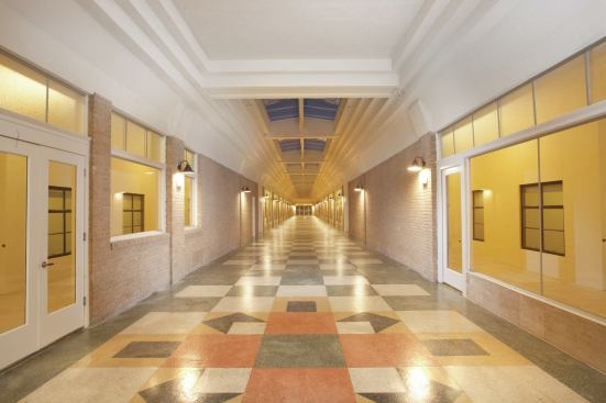 Many believe the building is the first indoor mall in the nation. The main arcade included shops behind storefront glass windows, and after the restoration the main arcade still looks like you could walk into shops just like back in the 1920s.