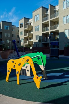 Developed by EAH Housing, Cathedral Gardens in Oakland, Calif., features 40 units reserved for households earning no more than
30% of the area median income, 20 units at 50% of the AMI, and 39 units are
at 60% of the AMI. Forty-three units have project-based Sec. 8 vouchers.