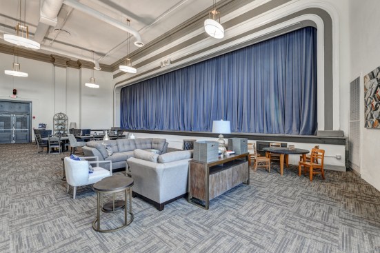 The large community gathering room at Nelsonville School Commons provides a built-in resource to help build a tight, friendly resident community.