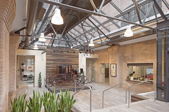 The James Cunningham name was revered all over the world for being makers of high-quality transportation vehicles from coaches and carriages to airplanes. An original Cunningham carriage was purchased from a Vermont collector and is displayed centrally in the lobby on wood from the original flooring. 