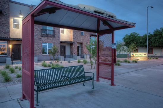 The development is located along a major bus route and is within a half-mile from the new Valley Metro Light Rail system.