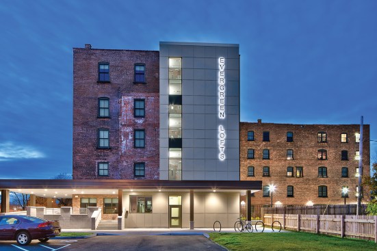 Evergreen Health, in conjunction with Southern Tier Environments for Living, converted the former Buffalo Trunk Manufacturing Co. facility that was built at the turn of the century into affordable housing in Buffalo, N.Y. Evergreen Lofts provides 56 units of affordable housing to individuals and families who are marginally housed or struggling with homelessness.