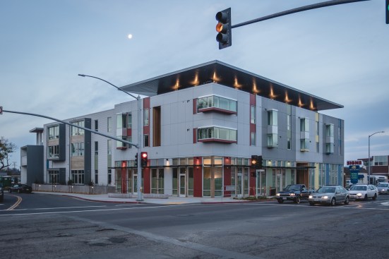 Resources for Community Development combined several underutilized lots to create Ashland Place, which includes 85 units of affordable family apartments and 2,000 square feet of community-serving commercial space, in the unincorporated area of Ashland in southern Alameda County, Calif.