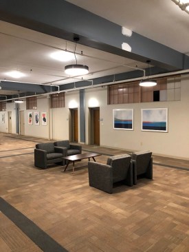 The large hallways in the former junior high school offer quiet common areas for residents.