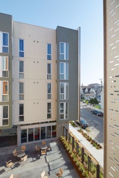 The development features 91 one-bedroom units and one two-bedroom apartment for the manager. Thirty-unit units are reserved for residents who were homeless, have a physical disability, or are challenged by mental illness. These apartments serve residents earning no more than 20% of the area median income (AMI), while 59 units are reserved for those earning no more than 50% of the AMI. 