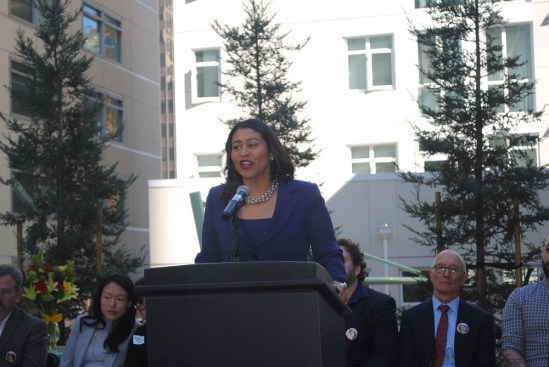 "I don’t want a city that has extremely wealthy and extremely poor. We need everyone in between to be able to afford to live in a place like San Francisco," says mayor London Breed at the Oct. 16 ribbon-cutting ceremony for the Natalie Gubb Commons.