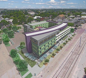 New Hope Housing has broken ground on NHH at Harrisburg, the developer’s first mixed-used development. Designed by GSMA, the Houston community will offer 175 studio apartments and retail space. It will also serve as the new offices for New Hope.