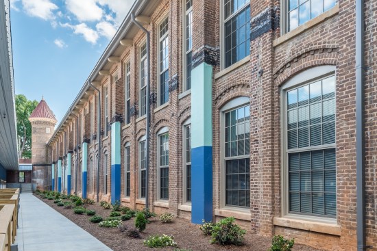 The redeveloped buildings include large, historic windows. "The units are filled with light and provide a connection with the outdoors," says Tom Anderson, managing director at Cohen-Esrey. "It gives the units a wonderful feel."