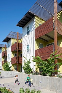 Designed by David Baker Architects, Onizuka Crossing features three courtyards.