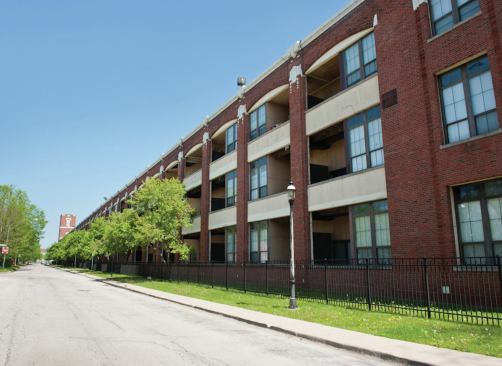 The sprawling 294,000-square-foot building has been likened to a “horizontal high-rise,” says Linda Brace, vice president, real estate development at Mercy Housing Lakefront.