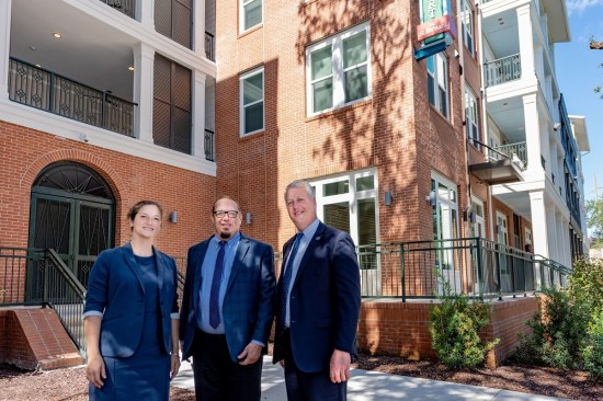 Christina Davis, senior project manager of Columbia Residential; John Schrader, vice president of JHP Architecture; and Jim Grauley, president and COO of Columbia Residential, are part of the team that created New Orleans’ latest affordable housing community.